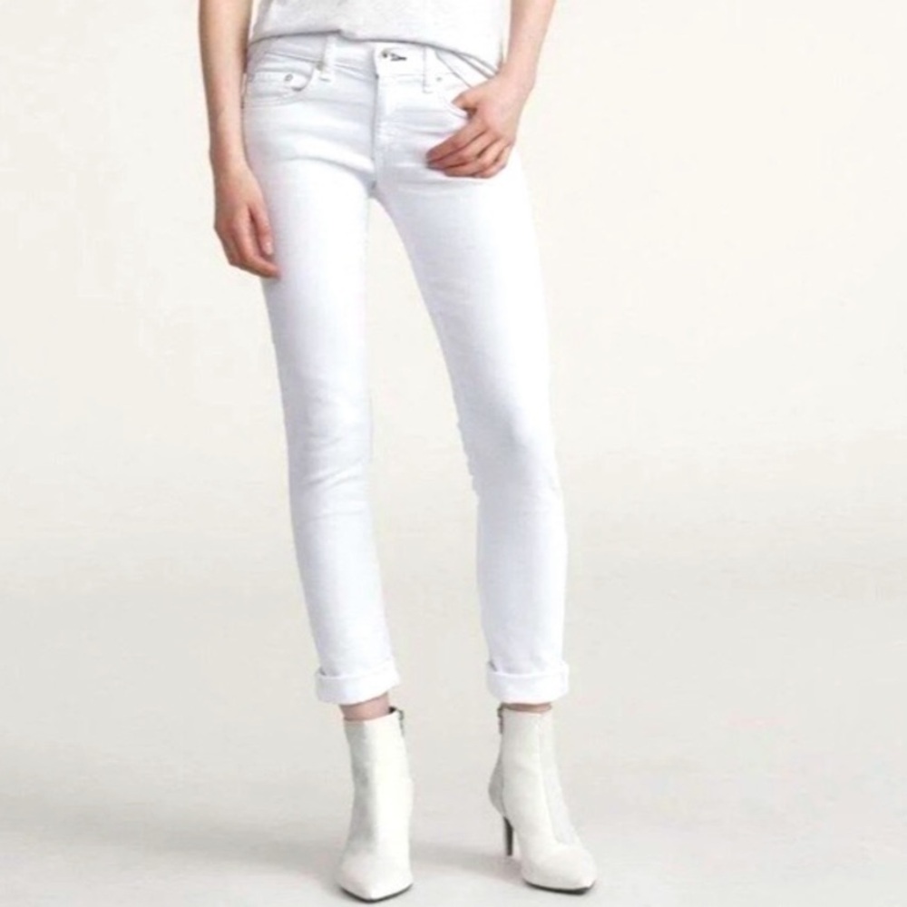 rag & bone White Ankle Crop Skinny Jeans
